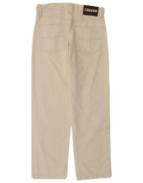 Jeans dritti a vita alta da donna Charro W29 L27 cotone bianco sporco