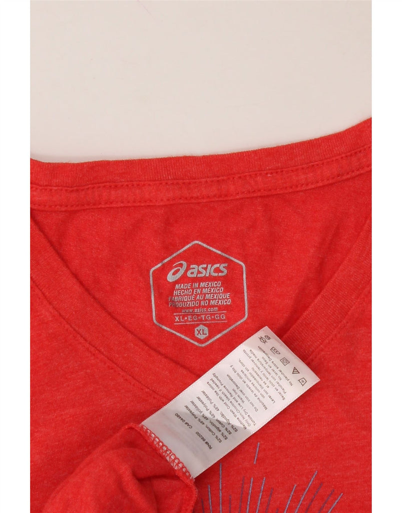 ASICS Womens Big & Tall Graphic T-Shirt Top UK 18 XL Red Cotton Vintage Asics and Second-Hand Asics from Messina Hembry 