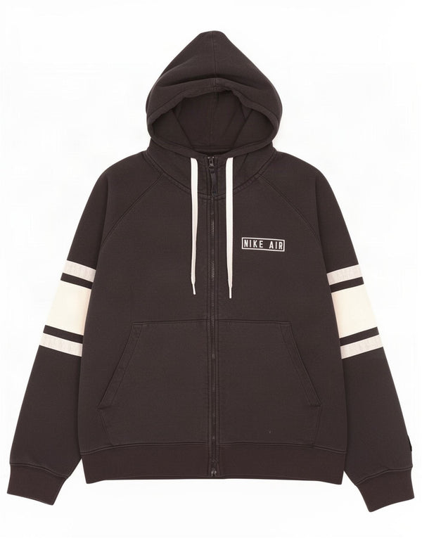 Felpa con cappuccio e zip Nike da uomo, grande, in cotone color block nero