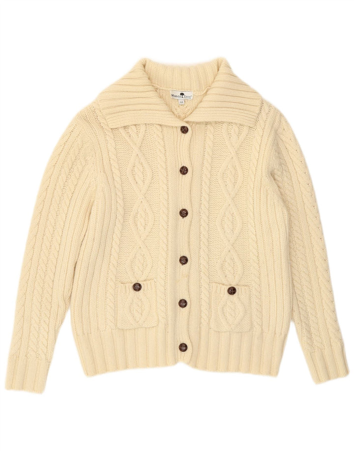 Maglione cardigan da donna vintage IT 44 lana media bianco sporco