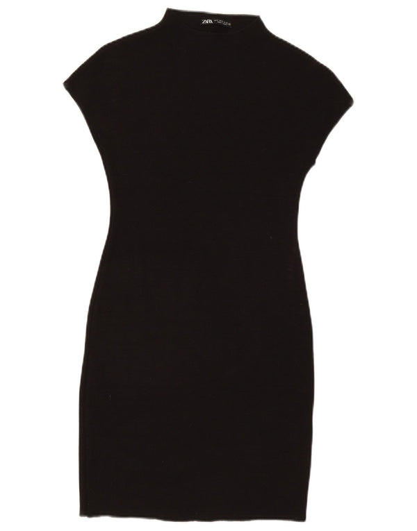 Vestito aderente a maniche corte da donna Zara UK 8 piccolo in viscosa nera