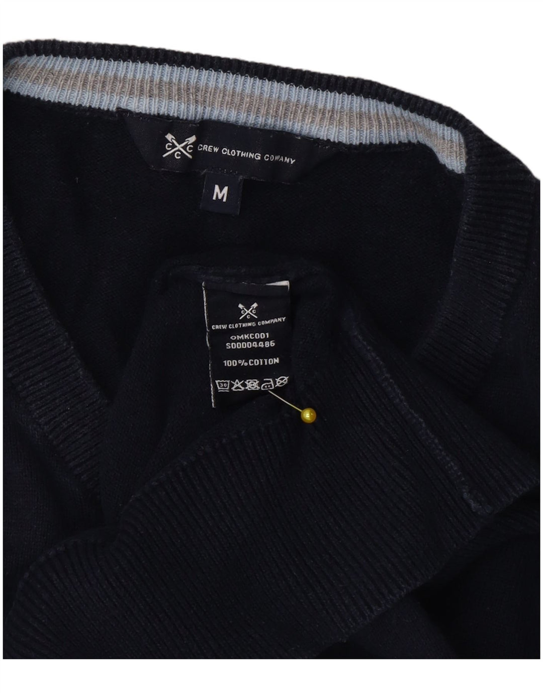 Crew Clothing Maglione da uomo con scollo a V in cotone medio blu navy