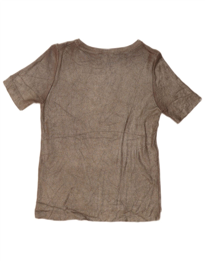 Top Blusa Donna Zara UK 10 Small Beige Viscosa