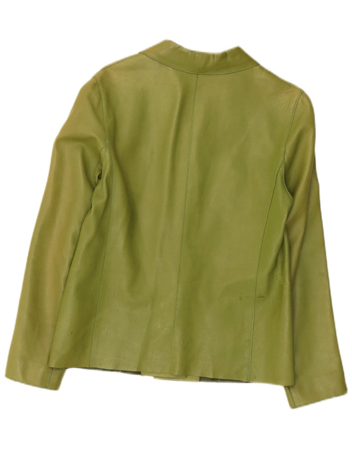 Giacca blazer in pelle da donna a 4 bottoni Enrico Mandelli UK 14 Verde medio