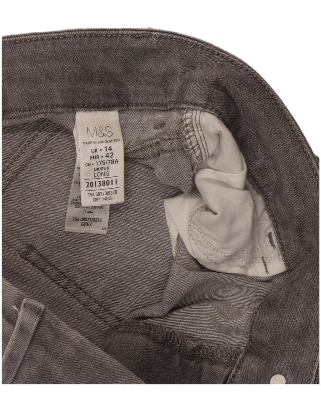 Marks & Spencer Womens Straight Jeans UK 14 Large W32 L31  Grey Cotton