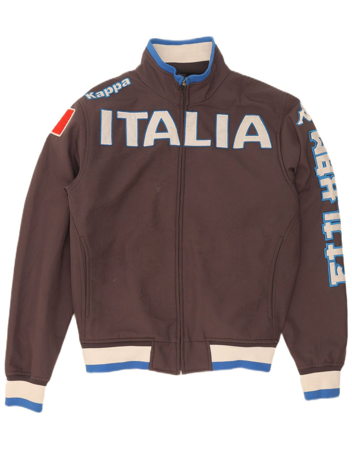Giacca da tuta grafica Kappa Italia da uomo, color block marrone medio