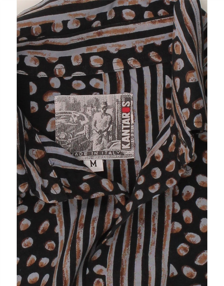 KANTAROS Mens Short Sleeve Shirt Medium Black Striped Vintage Kantaros and Second-Hand Kantaros from Messina Hembry 