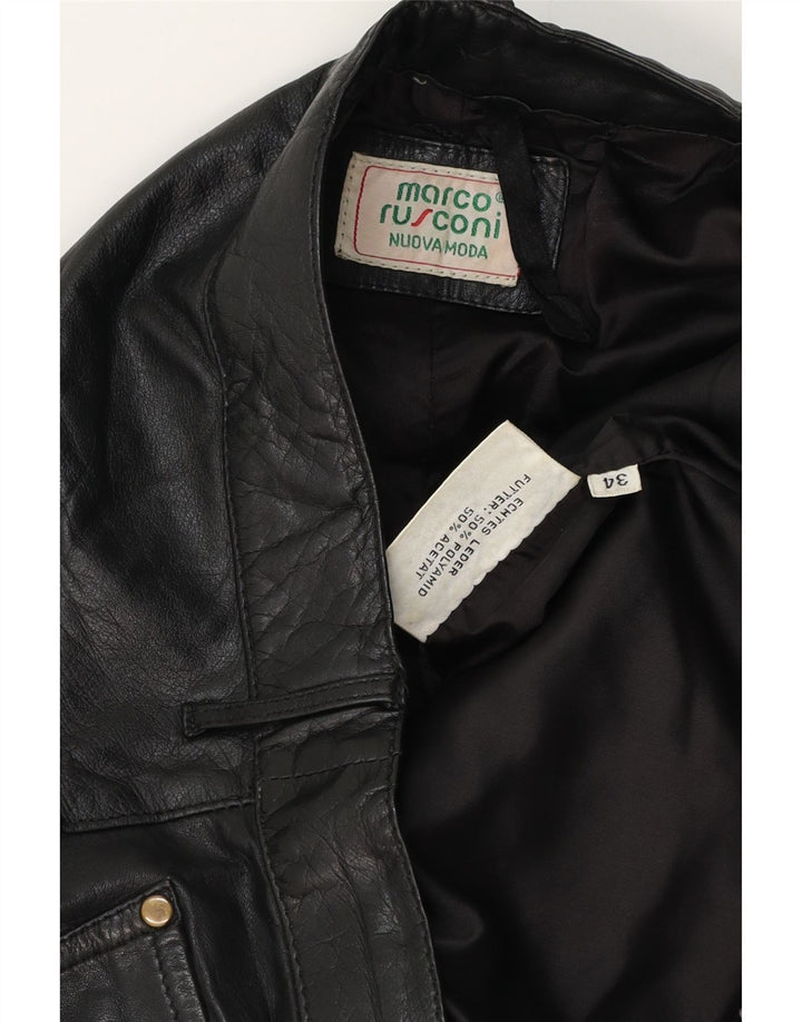 Pantaloni dritti in pelle da uomo vintage W34 L30 in pelle nera