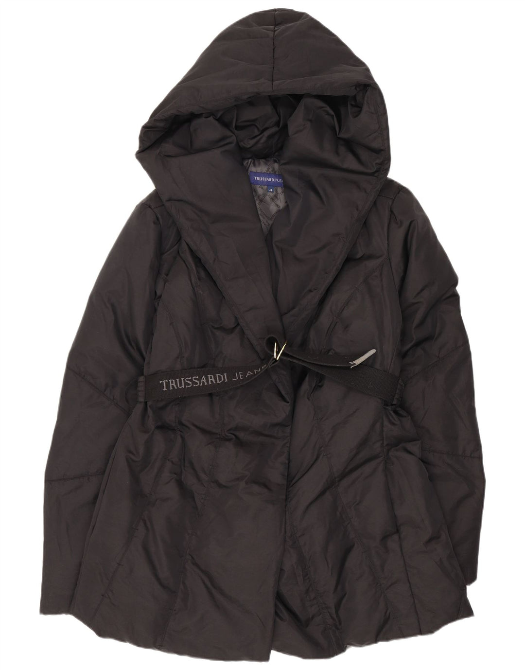 Piumino Donna Trussardi Jeans con Cappuccio IT 48 XL Nero