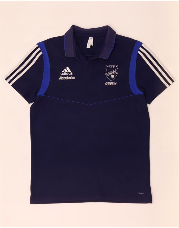 Adidas Mens Climalite Polo Shirt Large Navy Blue Colourblock Cotton