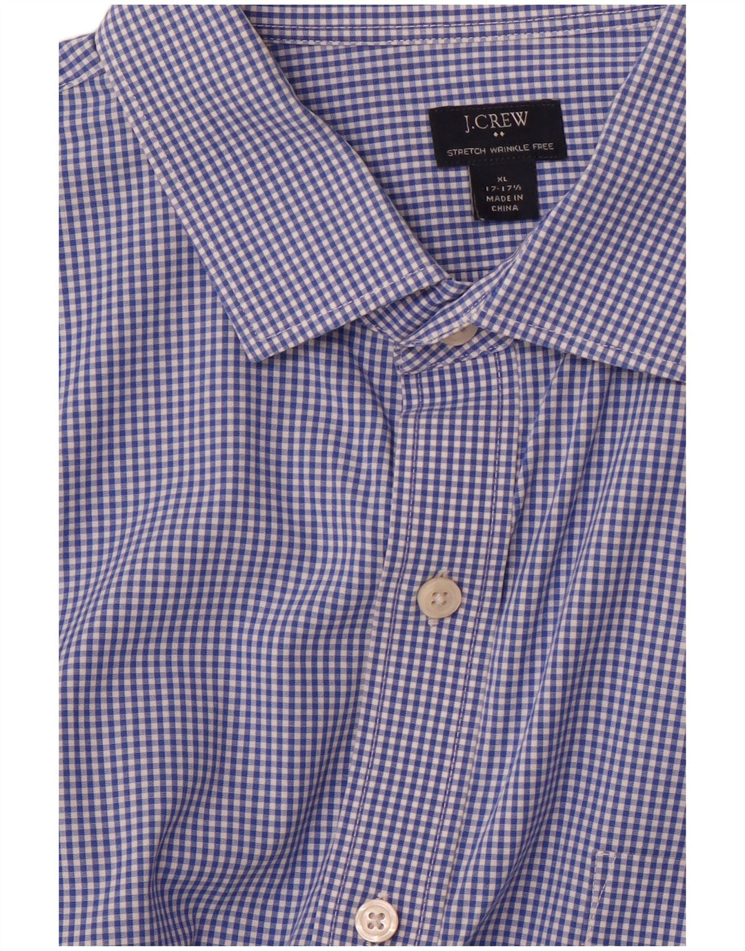 Camicia elasticizzata da uomo J. Crew taglia 17 17/12 XL a quadretti blu