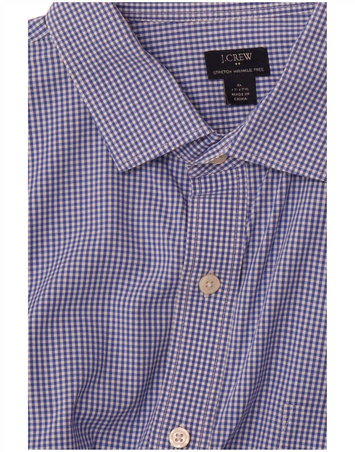 Camicia elasticizzata da uomo J. Crew taglia 17 17/12 XL a quadretti blu