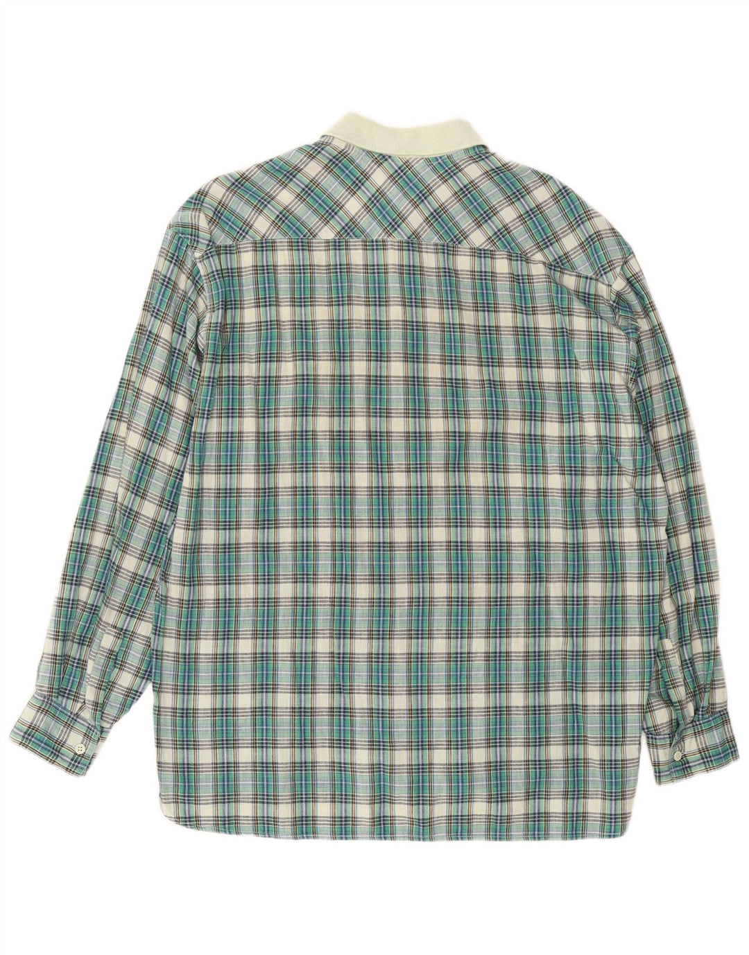 Camicia pullover vintage da uomo in cotone a quadri verde medio