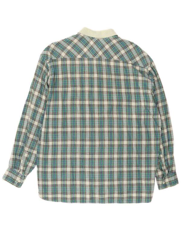 Camicia pullover vintage da uomo in cotone a quadri verde medio
