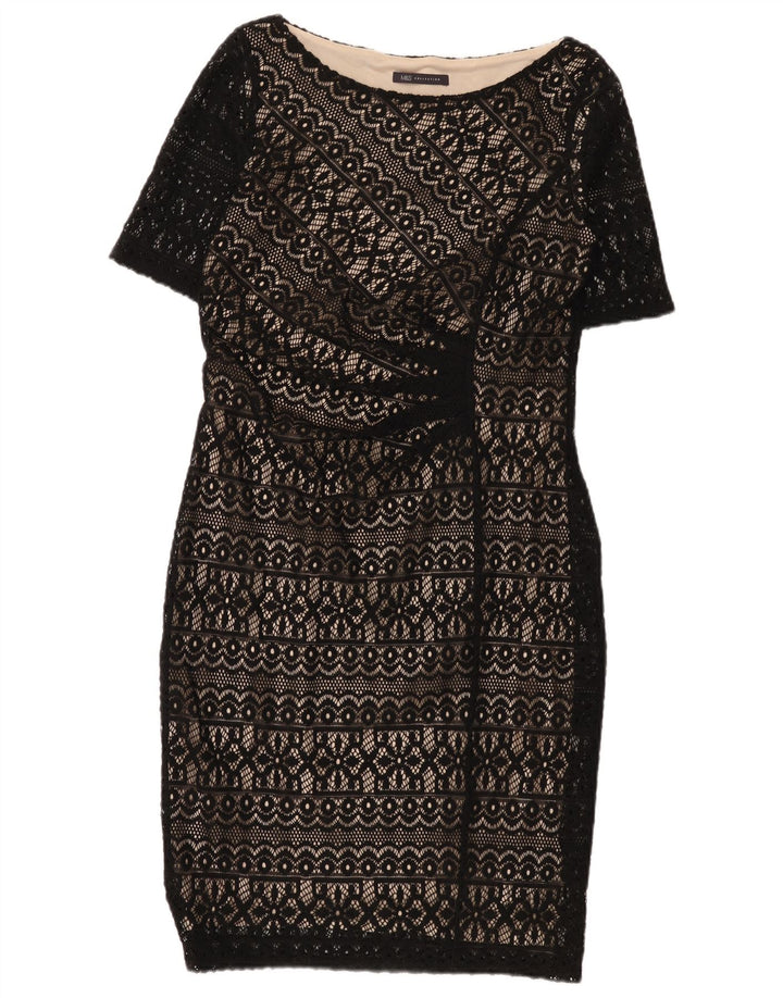Abito tubino in pizzo da donna Marks & Spencer UK 12 medio nero floreale