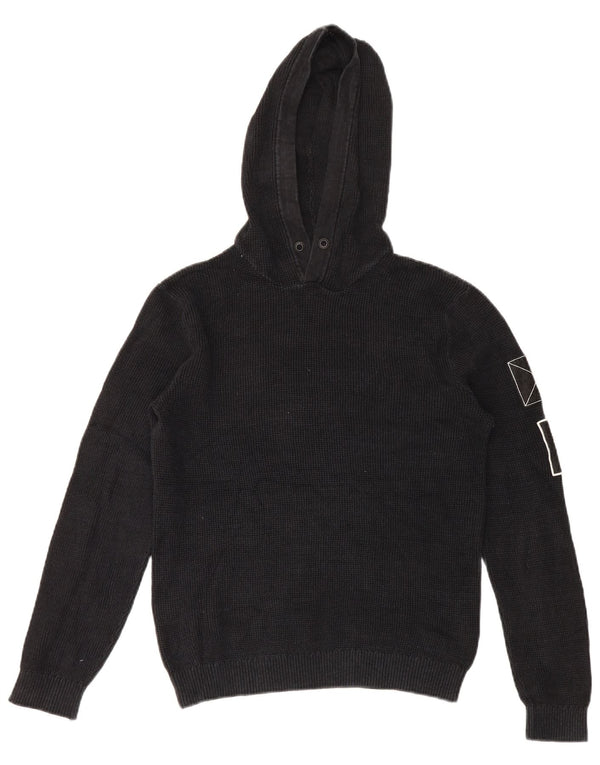 Maglione con cappuccio grafico da uomo Jack & Jones piccolo in cotone nero