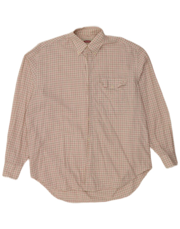 Camicia da uomo VINTAGE taglia 41 grande cotone a quadri bianchi