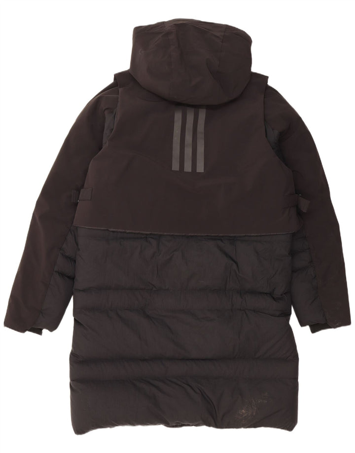 Cappotto imbottito con cappuccio da uomo Adidas UK 38 nylon nero medio