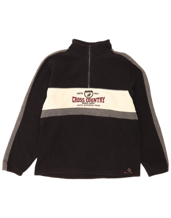 Maglione in pile da uomo Barisal con zip grafica e collo XL in poliestere color block nero