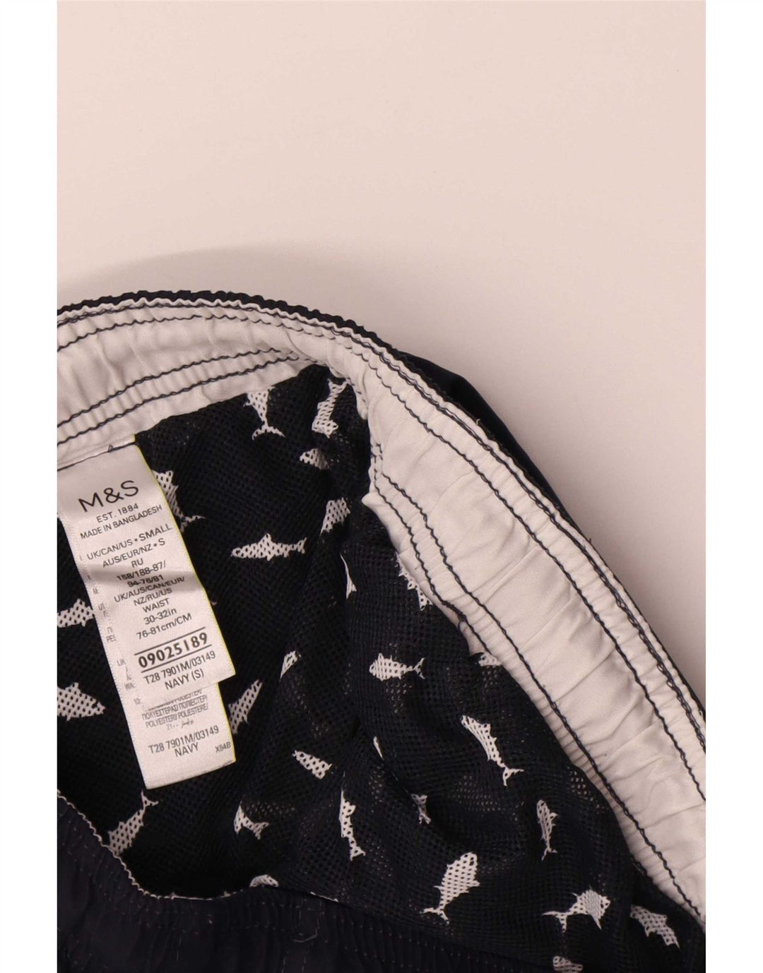 Pantaloncini da bagno da uomo Marks & Spencer piccoli in poliestere blu navy
