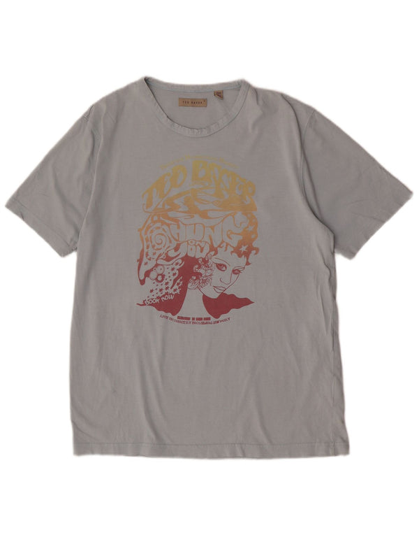 T-shirt grafica da uomo Ted Baker taglia 4 grande in cotone blu