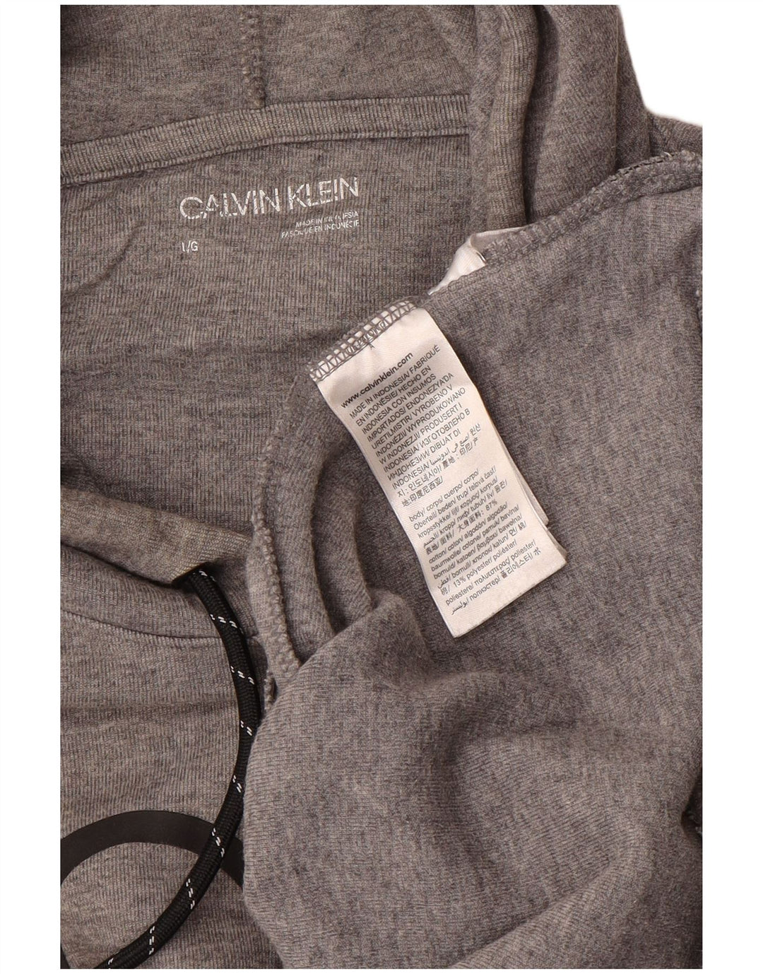 CALVIN KLEIN Felpa con cappuccio grafica da uomo grande in cotone grigio