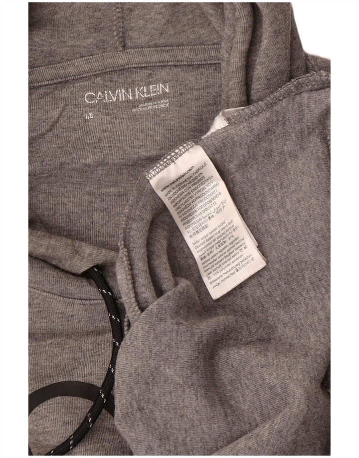 CALVIN KLEIN Felpa con cappuccio grafica da uomo grande in cotone grigio