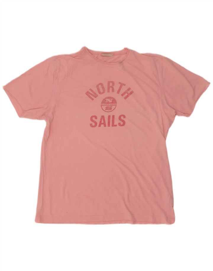 T-shirt grafica da uomo North Sails grande in cotone rosa