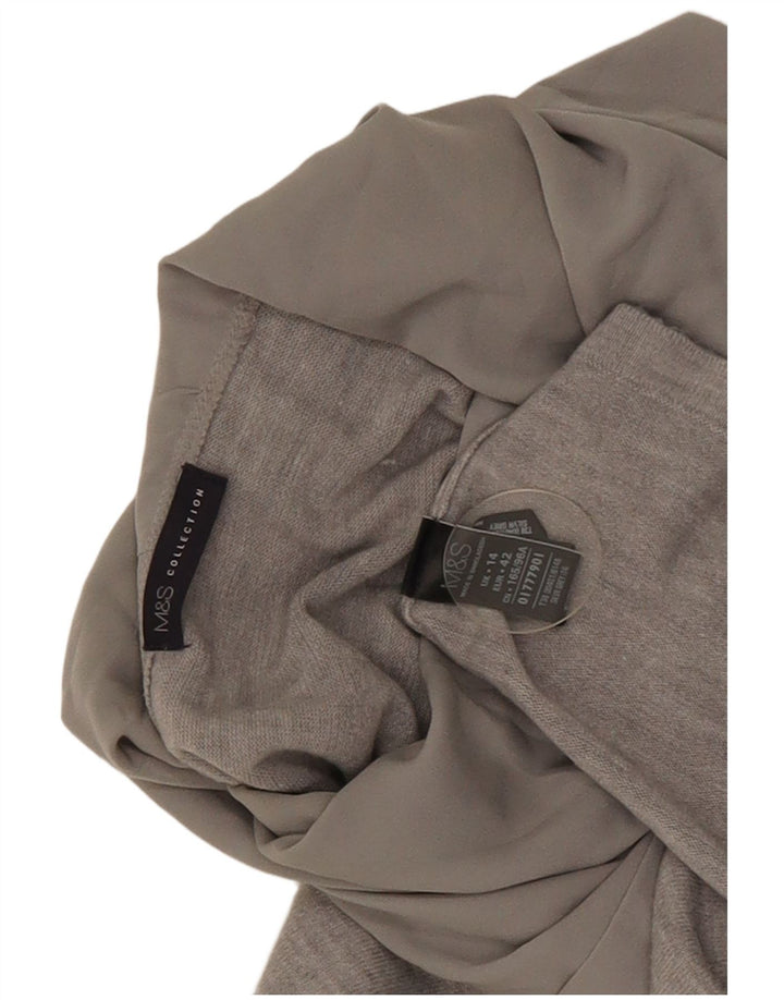 Top a maniche lunghe da donna Marks & Spencer UK 14 Acrilico screziato grigio medio