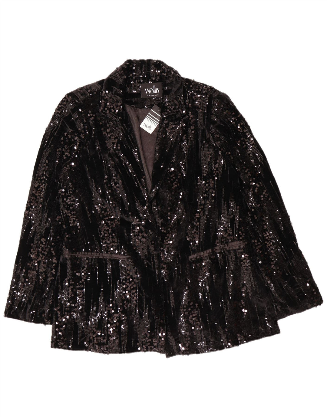 Giacca blazer con paillettes a 1 bottone da donna WALLIS UK 20 2XL poliestere nero