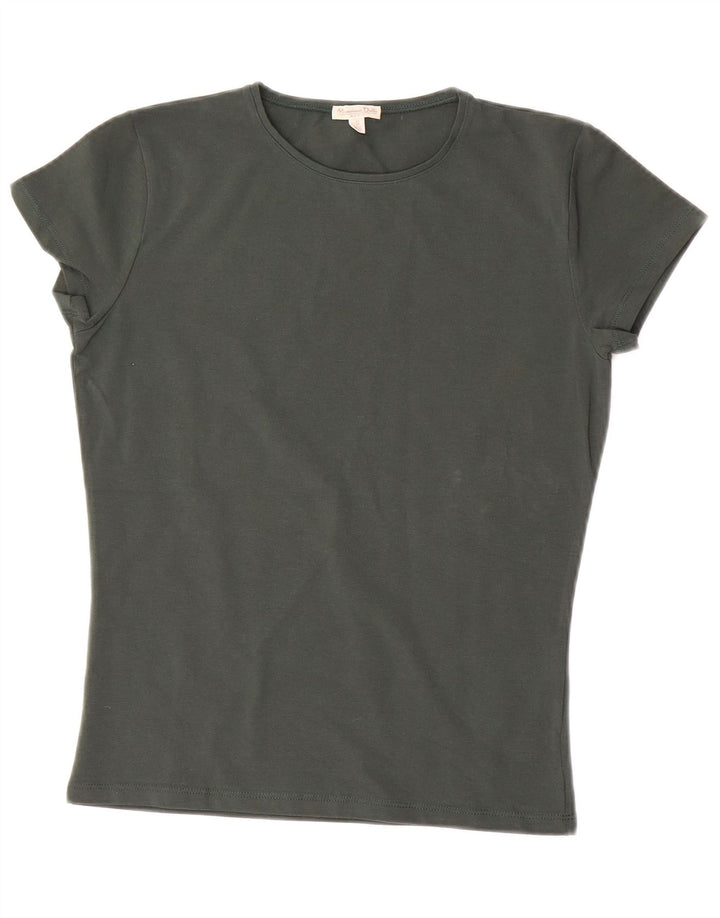 MASSIMO DUTTI T-shirt da donna Top UK 10 piccolo cotone verde