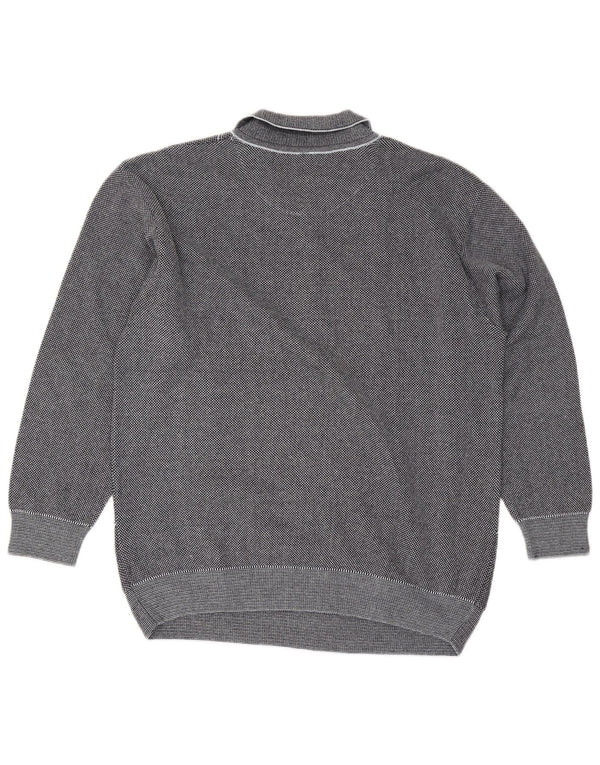 Maglione vintage da uomo con collo alto IT 56 XL in cotone geometrico grigio