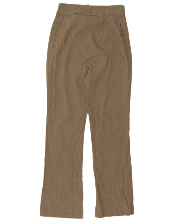 Pantaloni chino dritti a vita alta da donna Zara piccoli W26 L27 lino marrone