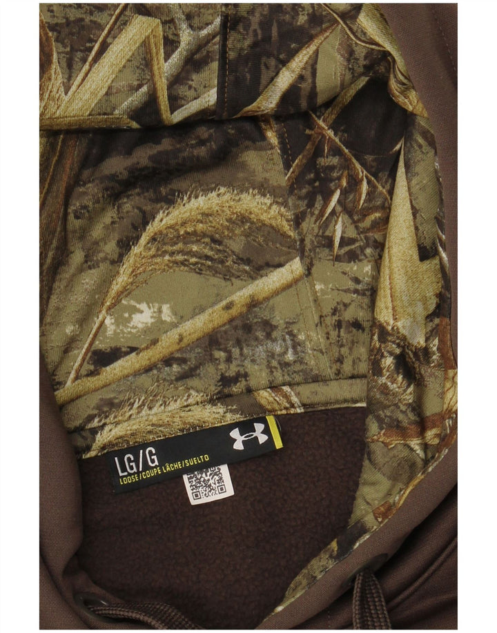 Felpa con cappuccio grafica da uomo UNDER ARMOUR grande color kaki