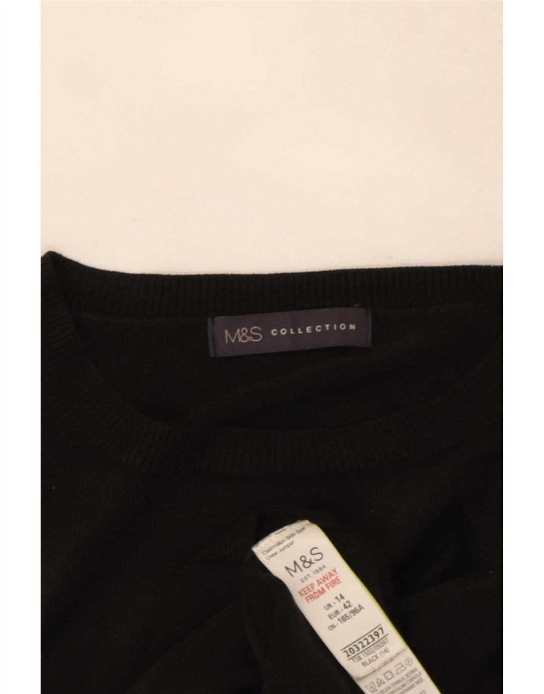 Maglione maglione girocollo da donna Marks & Spencer UK 14 acrilico nero medio