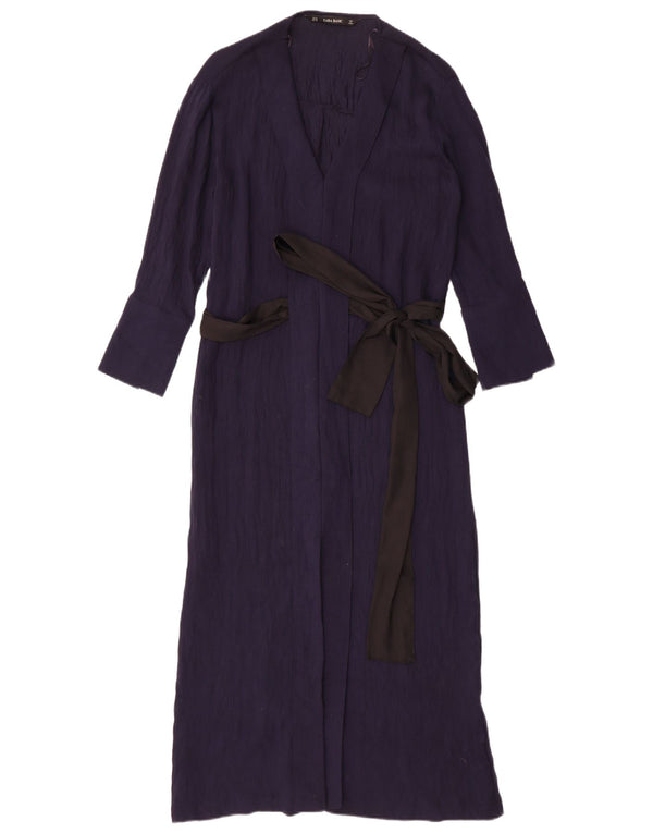 Vestito maxi oversize da donna Zara con maniche a 3/4 UK 6 XS poliestere blu navy