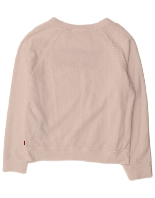 Felpa grafica da donna Levi's UK 14 cotone bianco medio