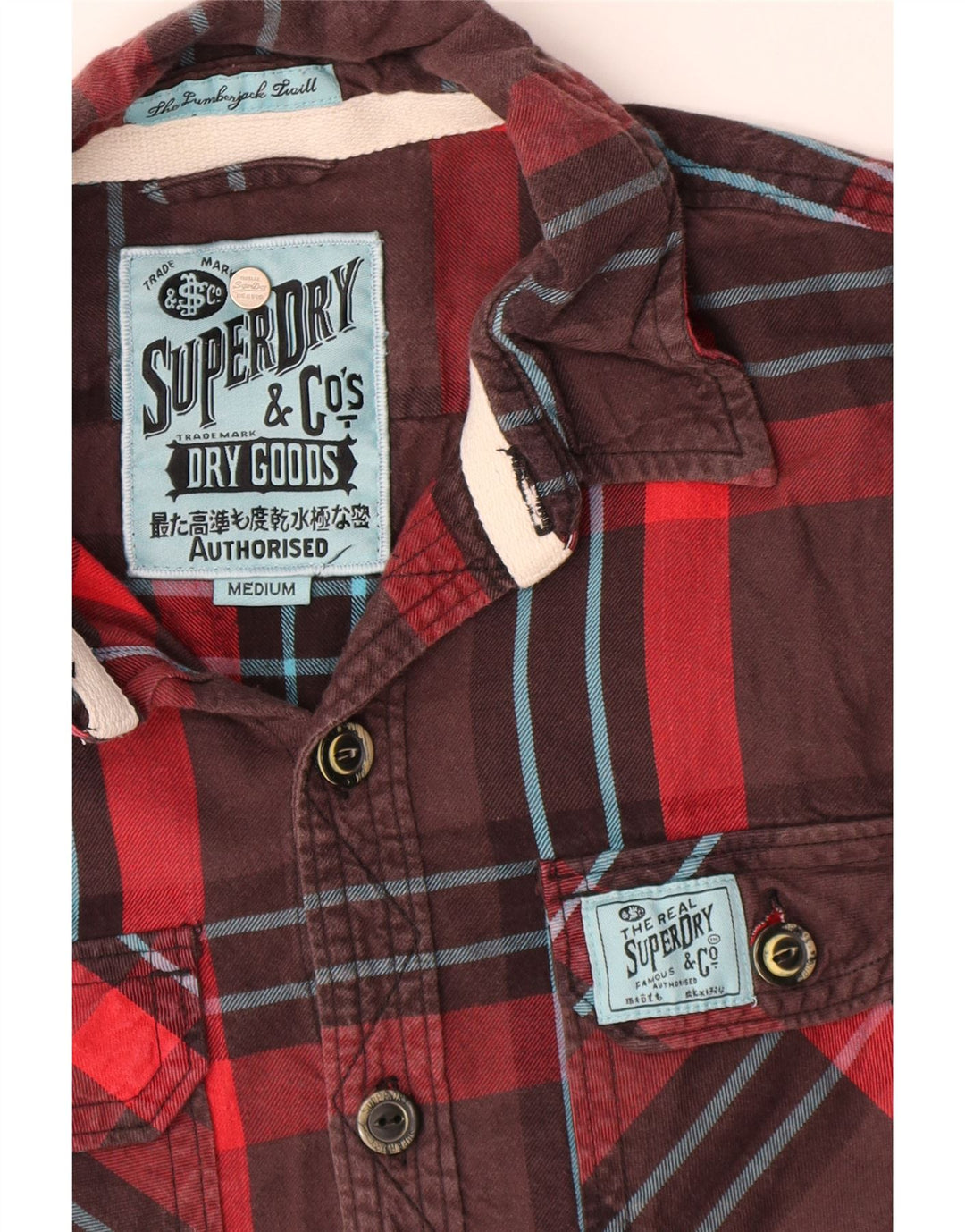 Camicia da uomo in flanella Superdry in cotone a quadri marrone medio