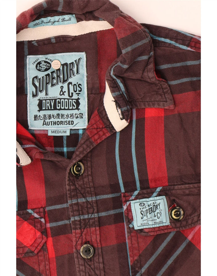 Camicia da uomo in flanella Superdry in cotone a quadri marrone medio