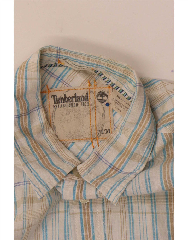Camicia Timberland da uomo a maniche corte vestibilità standard in cotone a quadri blu medio