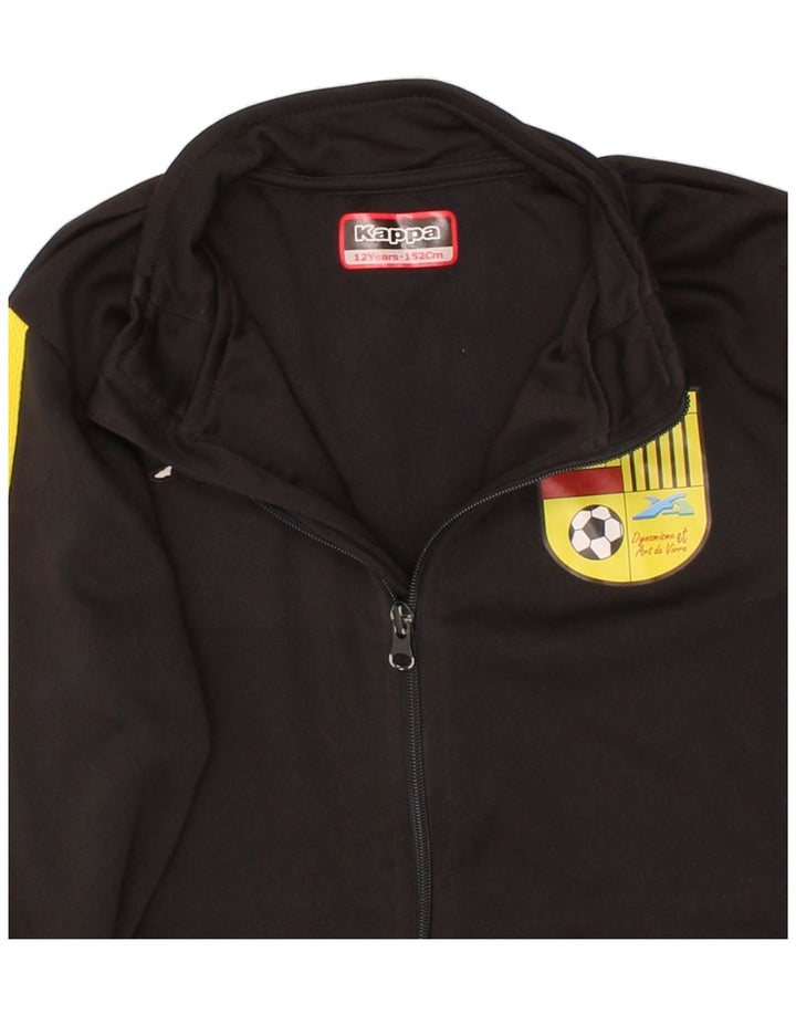 KAPPA Boys Tracksuit Top Jacket 11-12 Years Black Polyester Vintage Kappa and Second-Hand Kappa from Messina Hembry 
