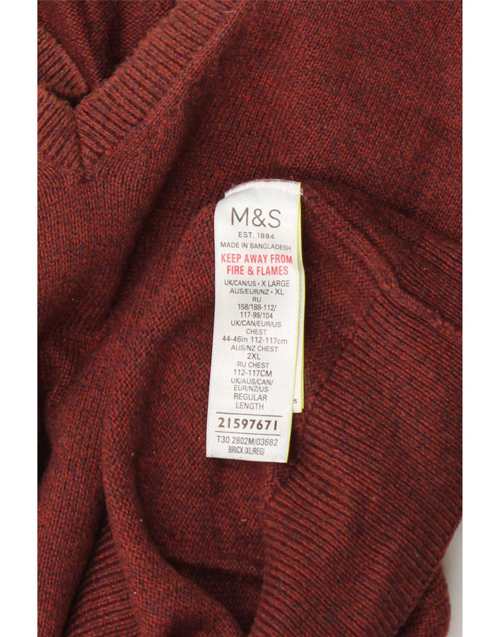 Maglione da uomo con scollo a V Marks & Spencer XL in cotone marrone