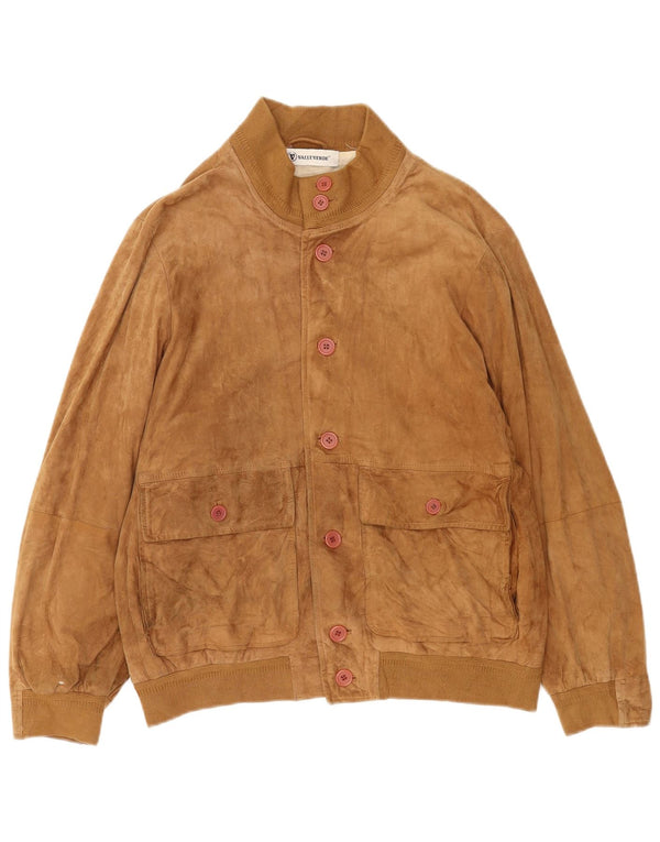 Bomber da uomo in pelle scamosciata Valle Verde IT 50 Large in pelle marrone