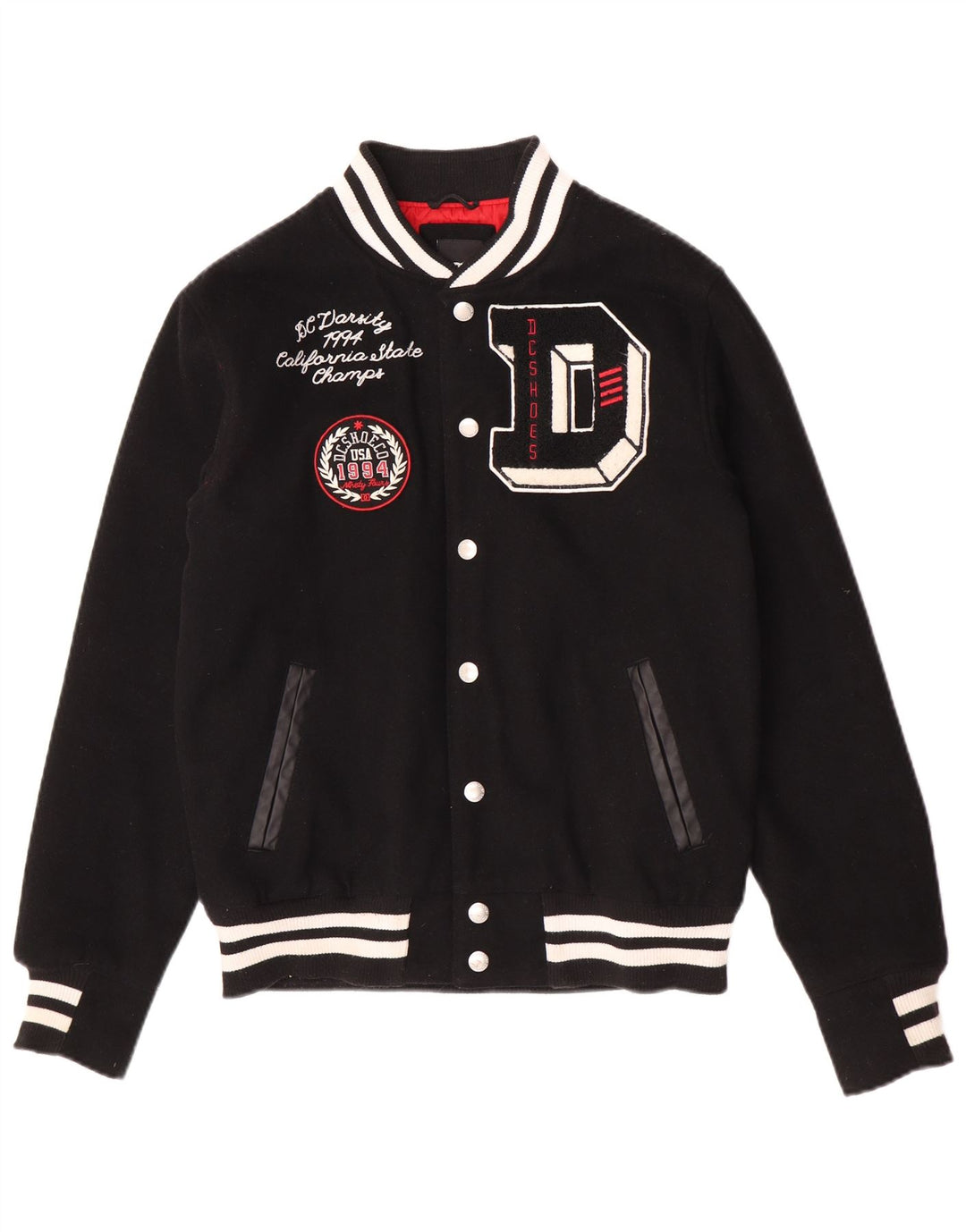 Giacca college grafica da uomo DC UK 36 piccola lana nera