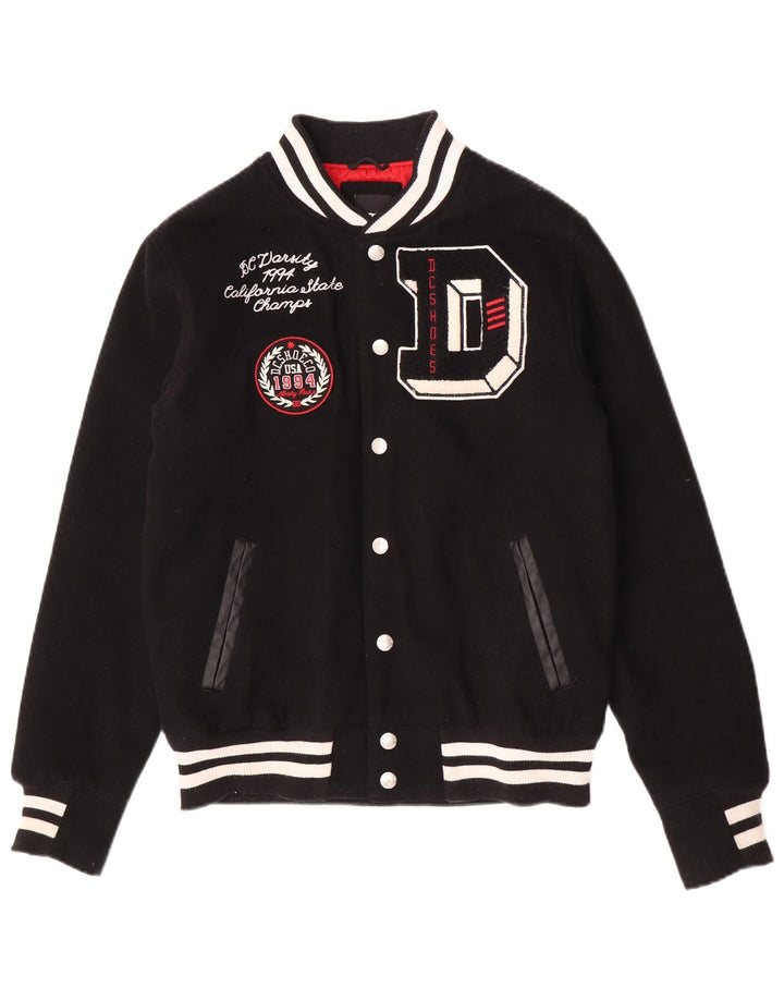 Giacca college grafica da uomo DC UK 36 piccola lana nera