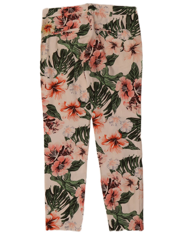 Pantaloni chino slim da donna Zara EU 38 Small W28 L28 cotone floreale bianco