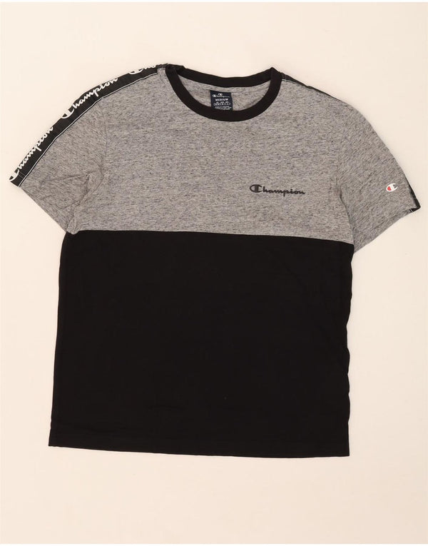 T-shirt grafica da uomo Champion Top in cotone color block medio nero