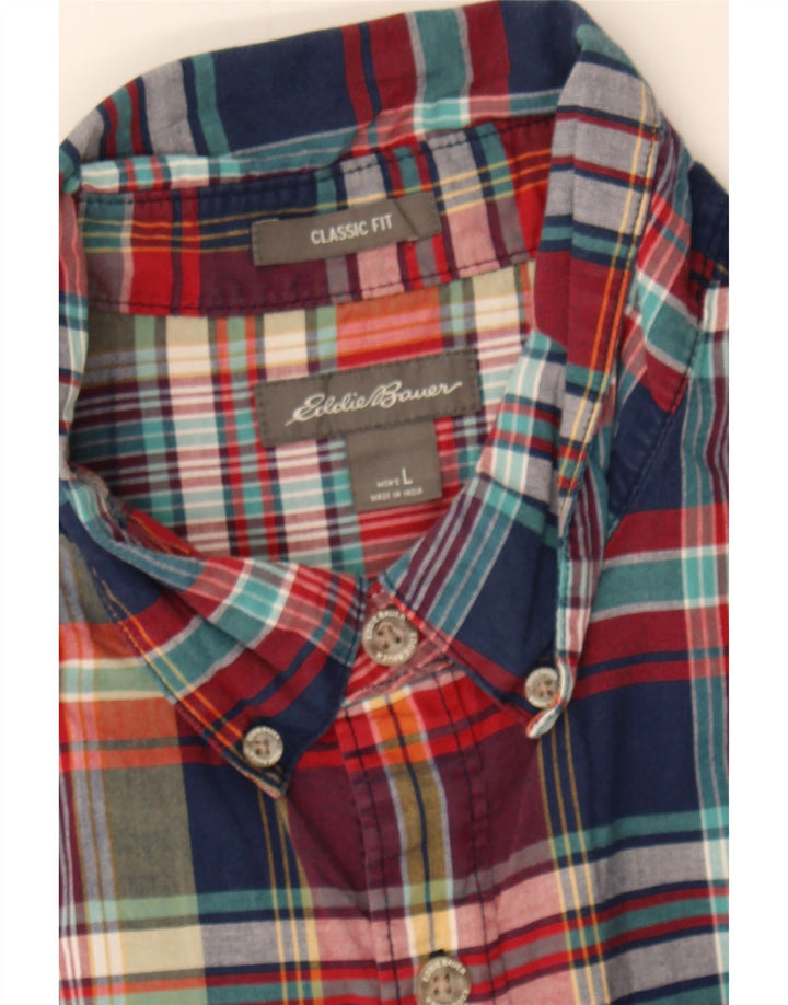 EDDIE BAUER Mens Classic Fit Short Sleeve Shirt Large Red Check Cotton Vintage Eddie Bauer and Second-Hand Eddie Bauer from Messina Hembry 