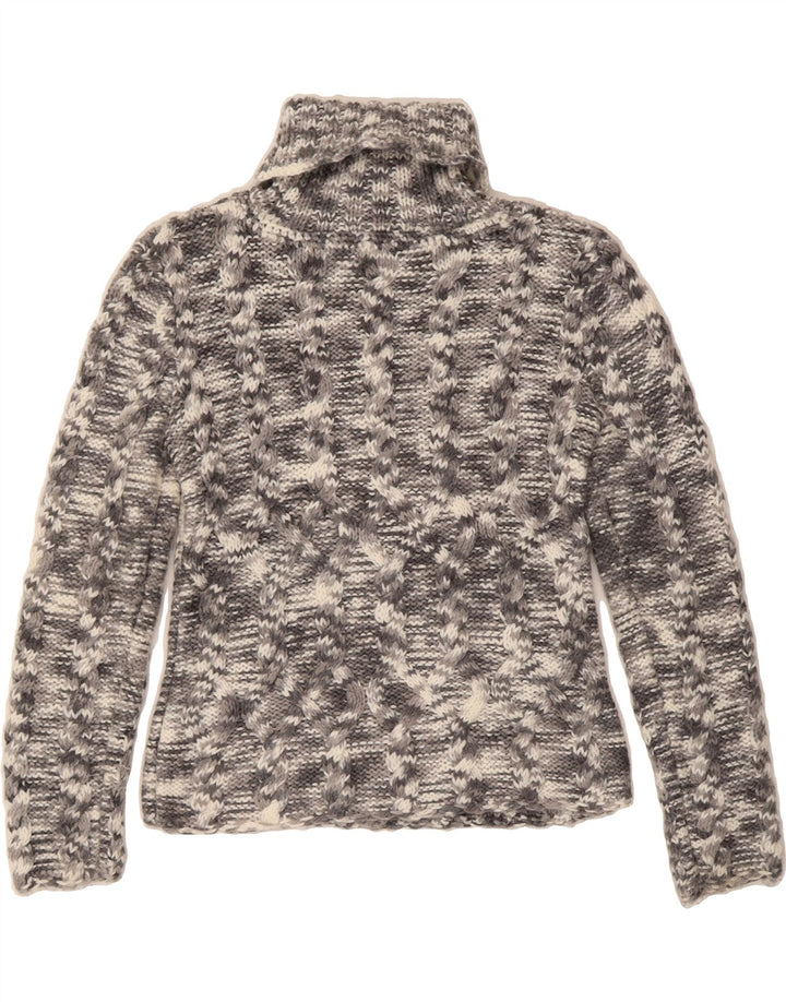 VINTAGE Womens Roll Neck Jumper Sweater UK 14 Medium Grey Flecked Vintage Vintage and Second-Hand Vintage from Messina Hembry 
