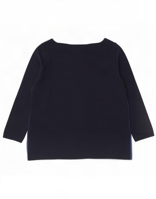 Benetton Maglione corto da donna con scollo a barca UK 10 Small Blu navy